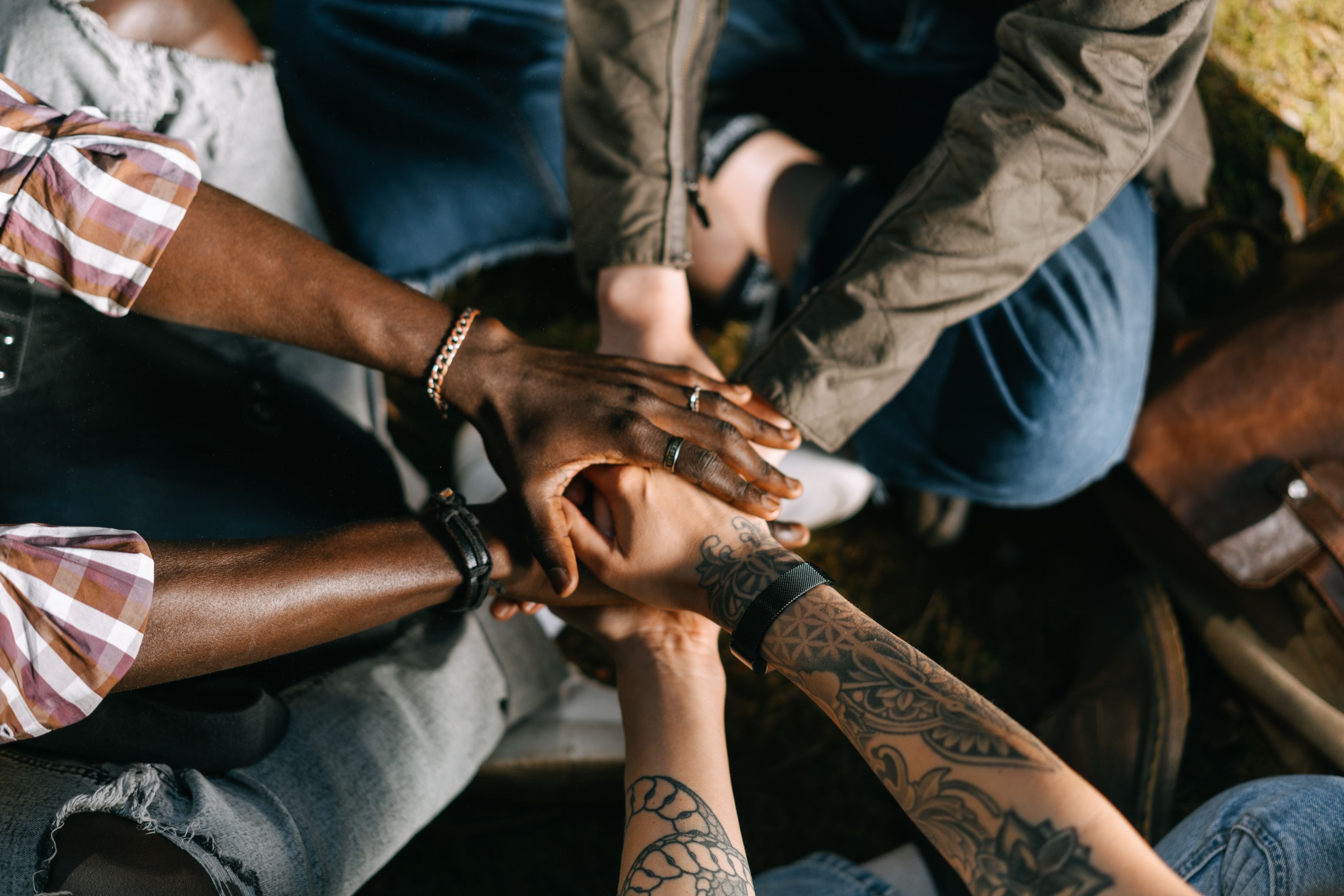 Entrepreneurs joining their hands as a sign of connection